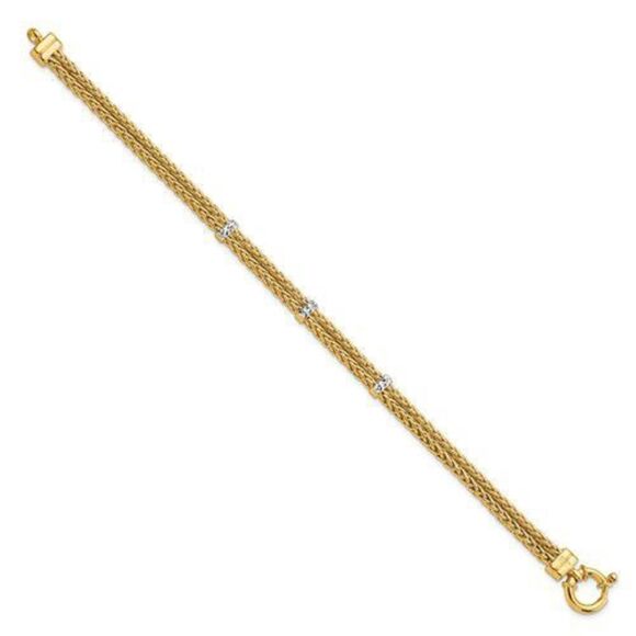 14K Gold Polished Double Wheat Chain Bracelet- 7.5 inches long - Picture 2 of 4